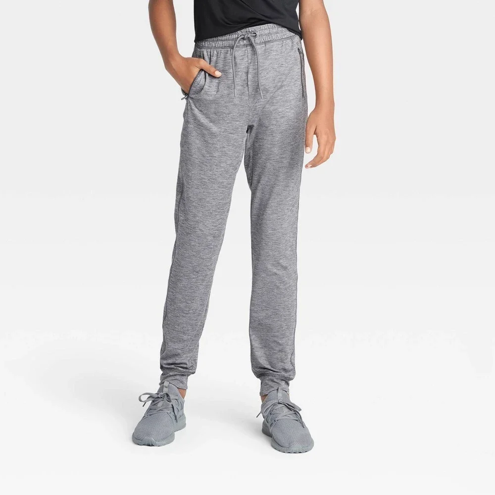 Boys' Soft Gym Joggers Pants - All in Motion Gray Size Large 12/14